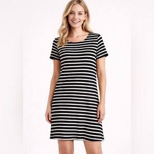 NEW French Connection T Shirt Dress Size M 10 Black White Stripes NWT